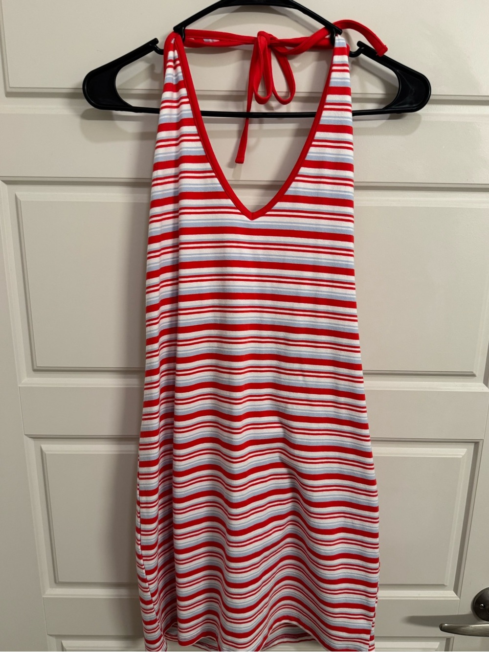 wild fable Red & White & Blue Striped Halter Open Back Dress - Picture 3 of 10